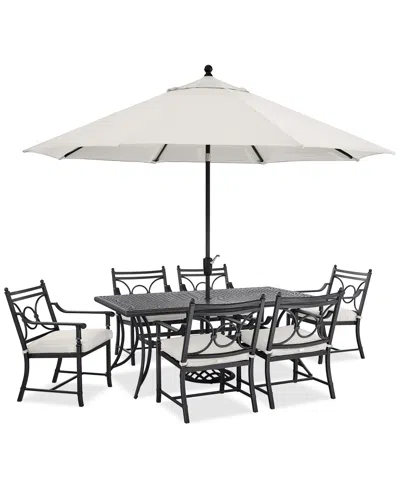 Agio Wythburn Outdoor Dining 7pc Set (72x38" Table & 6 Scroll Dining Chairs)