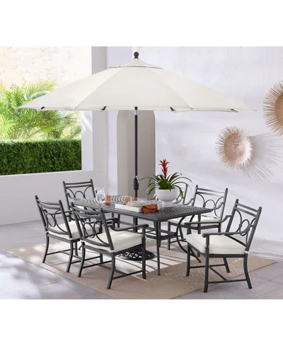 Agio Wythburn Outdoor Dining 7pc Set (72x38" Table & 6 Scroll Dining Chairs)