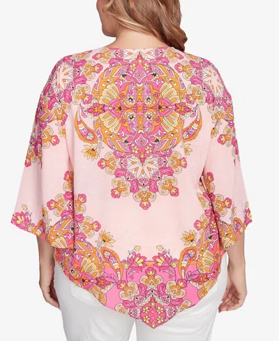 Ruby Rd. Plus Size Floral Medallion Tunic Top In Red