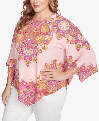 Ruby Rd. Plus Size Floral Medallion Tunic Top In Red