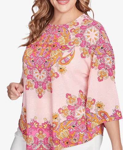 Ruby Rd. Plus Size Floral Medallion Tunic Top In Red