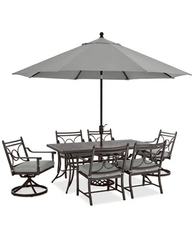 Agio Wythburn Outdoor Dining 7pc Set (72"x 38" Table & 4 Scroll Dining Chairs & 2 Scroll Swivel Chairs),