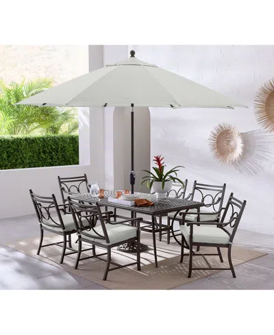 Agio Wythburn Outdoor Dining 7pc Set (72x38" Table & 6 Scroll Dining Chairs)