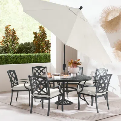 Agio Wythburn Outdoor Dining 7pc Set (60" Round Table & 6 Lattice Dining Chairs)