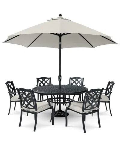 Agio Wythburn Outdoor Dining 7pc Set (60" Round Table & 6 Lattice Dining Chairs)