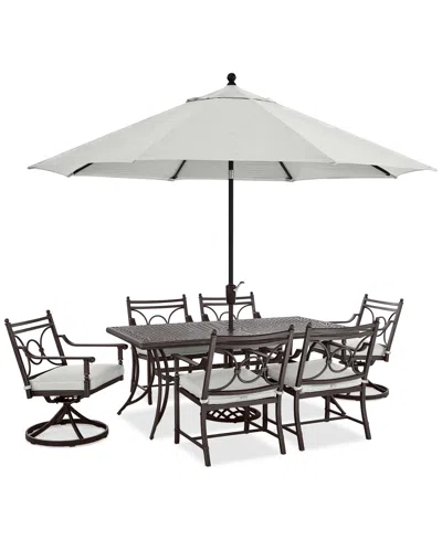 Agio Wythburn Outdoor Dining 7pc Set (72"x 38" Table & 4 Scroll Dining Chairs & 2 Scroll Swivel Chairs),