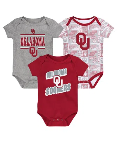 Outerstuff Newborn Crimson Oklahoma Sooners Sunday Comics Bodysuit 3-pack