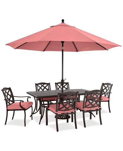 Agio Wythburn Outdoor Dining 7pc Set (72"x38" Table & 4 Lattice Dining Chairs & 2 Lattice Swivel Chairs),