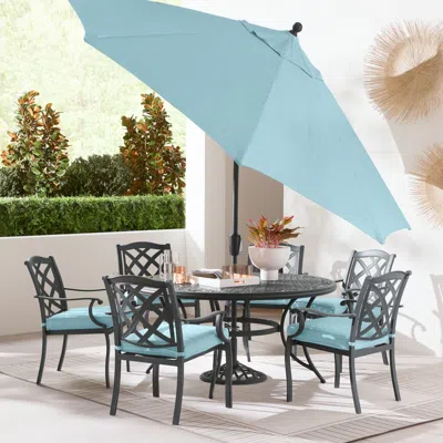 Agio Wythburn Outdoor Dining 7pc Set (60" Round Table & 6 Lattice Dining Chairs)