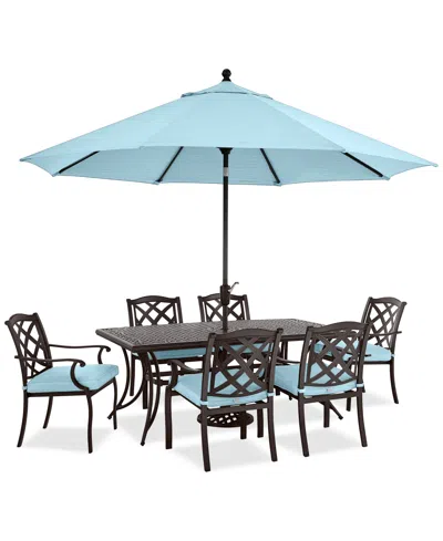 Agio Wythburn Outdoor Dining 7pc Set (72"x38" Table & 4 Lattice Dining Chairs & 2 Lattice Swivel Chairs),