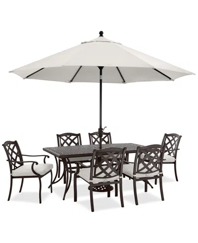 Agio Wythburn Outdoor Dining 7pc Set (72"x38" Table & 4 Lattice Dining Chairs & 2 Lattice Swivel Chairs),