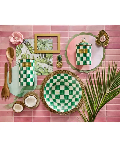 Mackenzie-childs Emerald Check Medium Canister