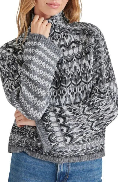 Steve Madden Indie Funnel Neck Sweater In Charcoal Grey