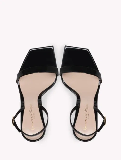 Gianvito Rossi Black Patent Ribbon Stiletto 105 Heeled Sandals