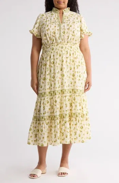 Max Studio Flutter Sleeve Tiered Maxi Dress