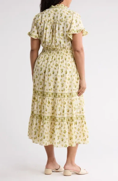 Max Studio Flutter Sleeve Tiered Maxi Dress