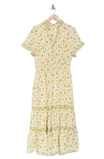 Max Studio Flutter Sleeve Tiered Maxi Dress