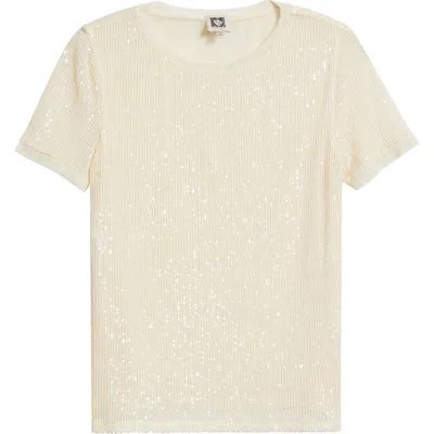 Anne Klein Sequin Mesh T-shirt In White