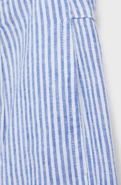 Mango Women's Striped Linen-blend Trousers Pants In Blue