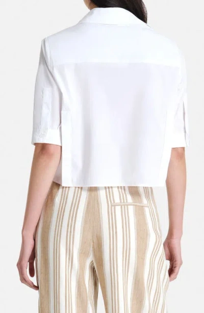 Twp Soon To Be Ex Tux Long Sleeve Crop Button-up Blouse In White