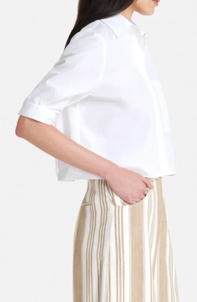Twp Soon To Be Ex Tux Long Sleeve Crop Button-up Blouse In White
