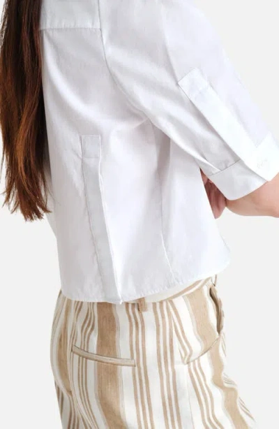 Twp Soon To Be Ex Tux Long Sleeve Crop Button-up Blouse In White