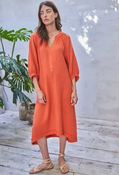 Ocean + Main Ocean+main Gauze Dress With Pockets In Orange