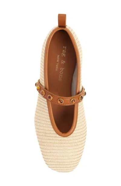 Rag & Bone Beige Spire Straw Mary Jane Ballerina Flats In Neutral
