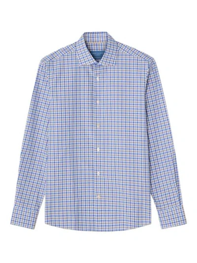 Robert Talbott Reynolds Bold Check Shirt In Contemporary Fit In Blue