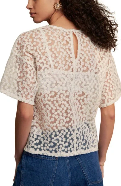 Next Floral Mesh Boxy Top In White