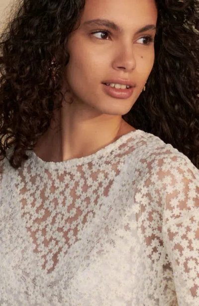 Next Floral Mesh Boxy Top In White