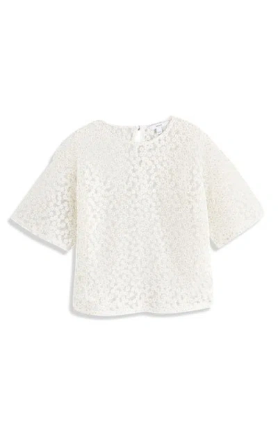 Next Floral Mesh Boxy Top In White