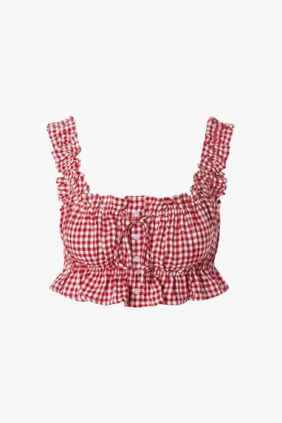 Weworewhat Ruffle Button Up Crop Top In Multi