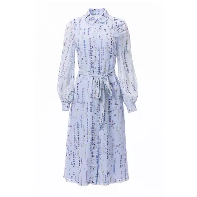 Carloslines Women's Button Down Shirt Dress With Illusion Puff Long Sleeve & Pockets In Multi-color Abstract Pri