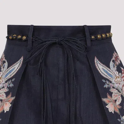Zimmermann Womens Navy Multi Paisley Rhiannon Floral Linen Shorts Xs