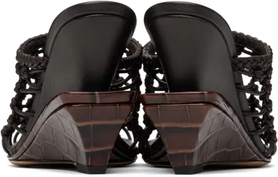 Jacquemus Les Doubles Tresses Croc-embossed Wedge Mules In Black