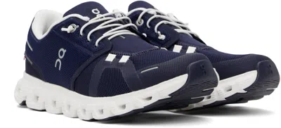 On Breathable Technical Fabric Sneakers With Cushied Sole In Blue