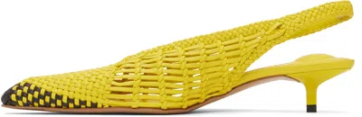 Jacquemus Woven Slingback Shoes With Pointed Toe In Yellow