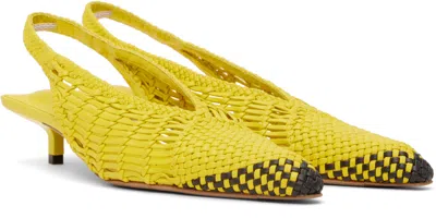 Jacquemus Woven Slingback Shoes With Pointed Toe In Yellow
