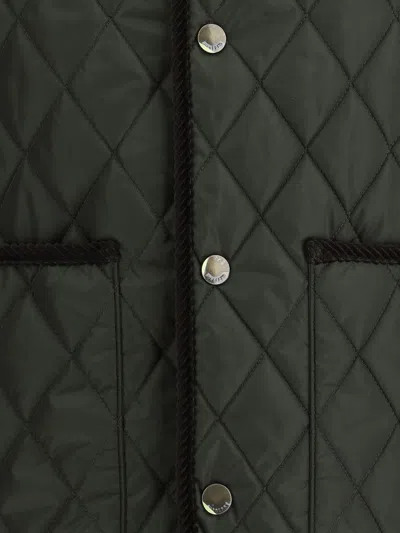 Burberry Quilted Green Gilet With Distinctive Button Closure