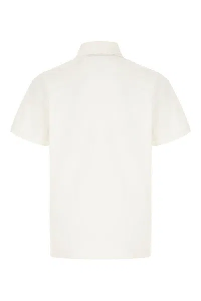 Palm Angels White Polo Shirt With Classic Collar And Logo On The Front