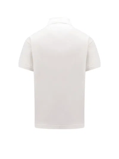 Palm Angels White Polo Shirt With Classic Collar And Logo On The Front
