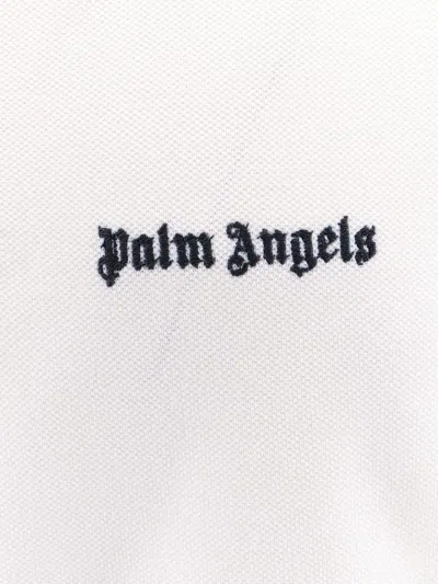 Palm Angels White Polo Shirt With Classic Collar And Logo On The Front