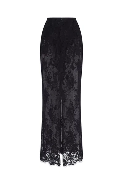 Milla Sensual Semi-sheer Maxi Skirt Crafted From Black Floral Lace, Parisienne In Black