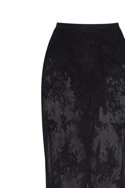 Milla Sensual Semi-sheer Maxi Skirt Crafted From Black Floral Lace, Parisienne In Black