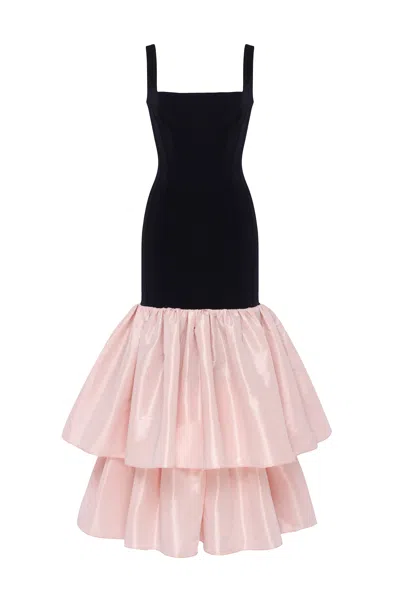 Milla Fitted Maxi Dress With Puffy Tiered Skirt
