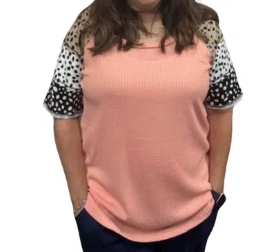 Bibi Printed Short Sleeve Tee Top In Peach