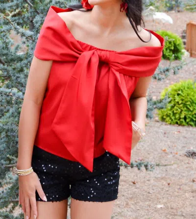 Tcec Bowtiful Bliss Off The Shoulder Top In Red