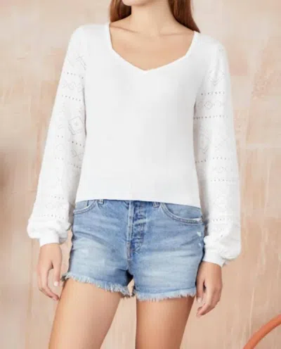 Isla Anna Pointelle V Neck In White