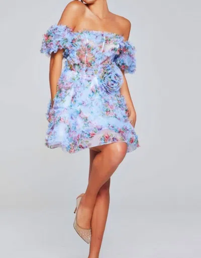 Jovani Strapless Fit And Flare Mini Dress In Blue
